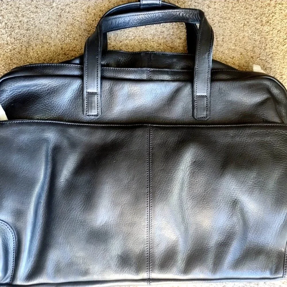 NWT Luxury Classic Black SADDLE LEATHER Carry-On Weekender Travel Duffle Bag 19